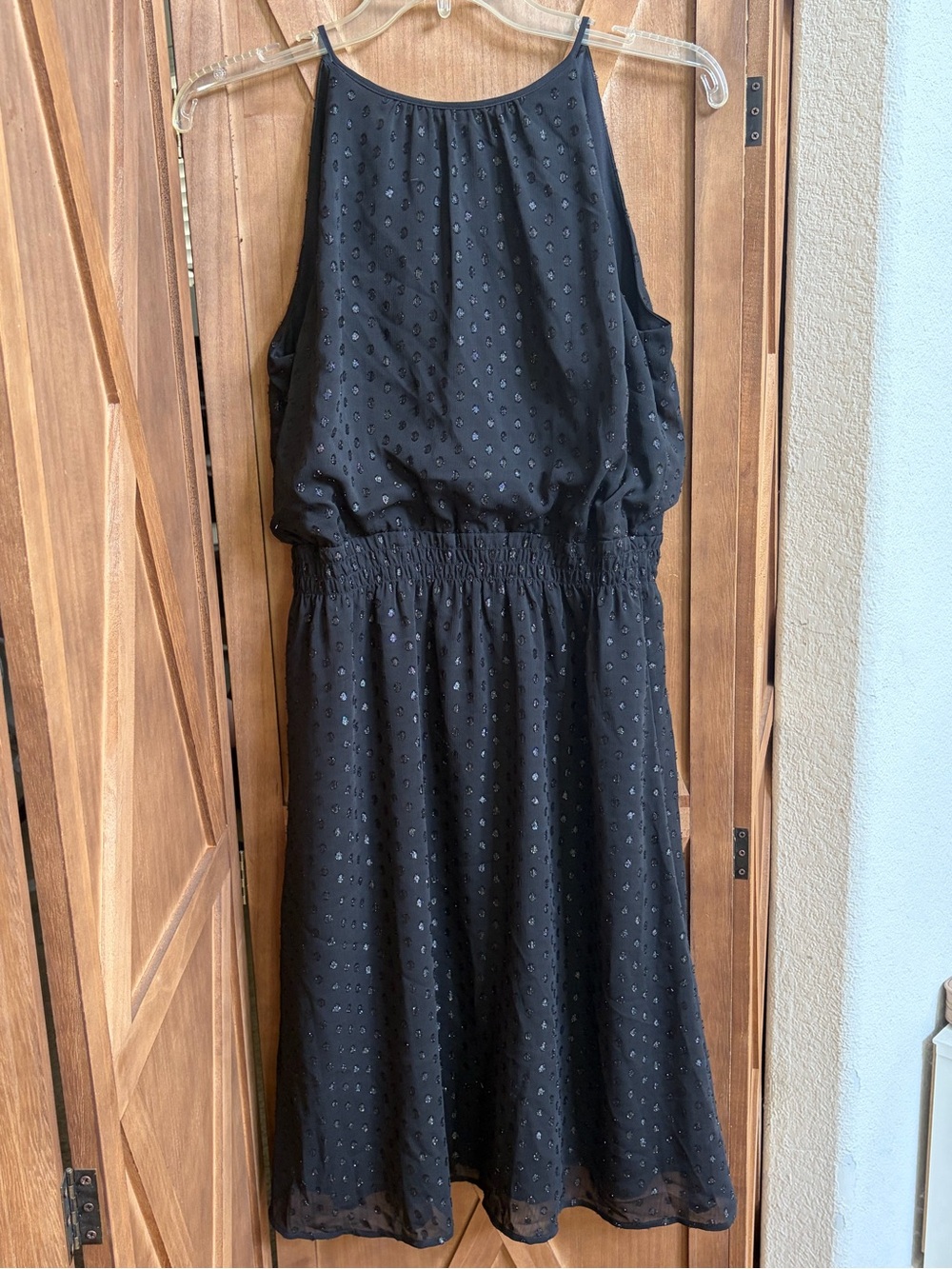 White House Black Market Black Sleeveless Eyelet Midi Dress